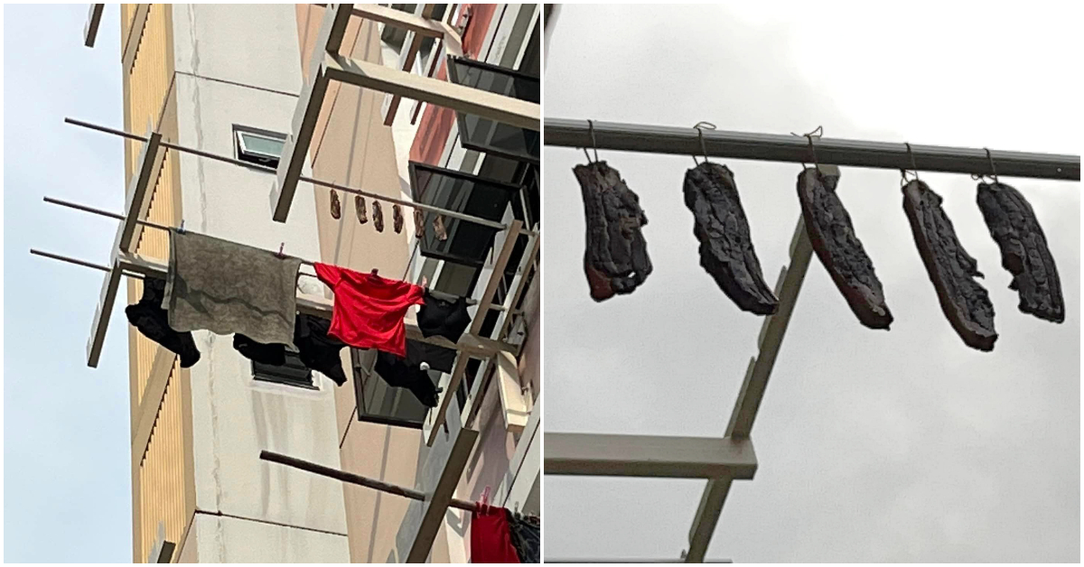 來自地獄的鄰居：新加坡男子發現五花肉滴在他洗過的衣服上