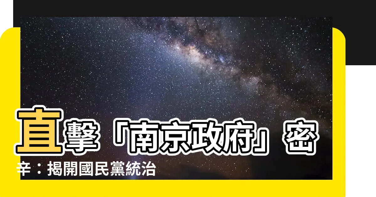 【南京政府】直擊「南京政府」密辛：揭開國民黨統治下的風暴內幕